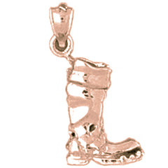 10K, 14K or 18K Gold 3D Boot Pendant
