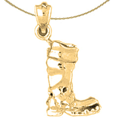 10K, 14K or 18K Gold 3D Boot Pendant