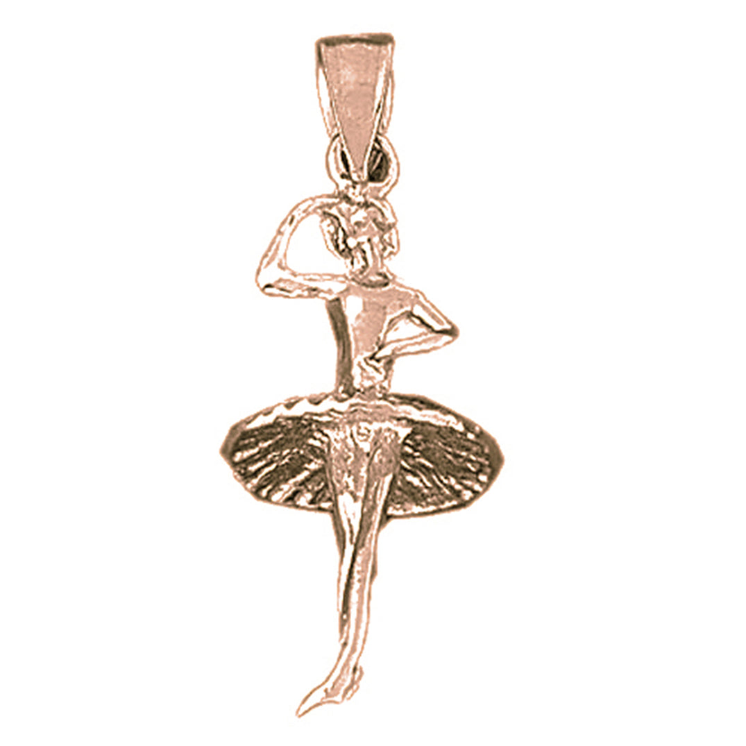 10K, 14K or 18K Gold 3D Fourth Position Ballerina Pendant