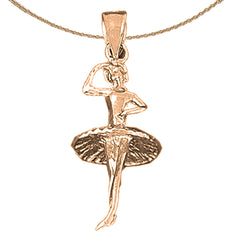 10K, 14K or 18K Gold 3D Fourth Position Ballerina Pendant