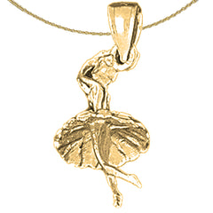 3D-Ballerina-Anhänger aus 10 Karat, 14 Karat oder 18 Karat Gold