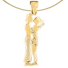 14K or 18K Gold Boy And Girl Kissing Pendant