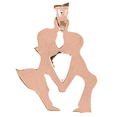 14K or 18K Gold Boy And Girl Kissing Pendant