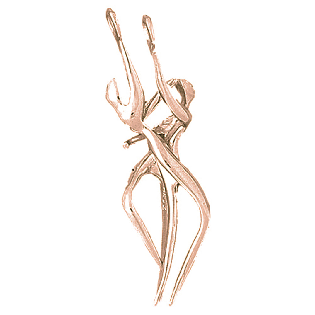 10K, 14K or 18K Gold Two Piece, 3D Dancers Pendant