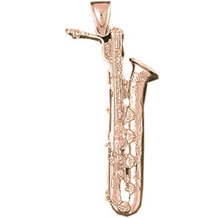 10K, 14K or 18K Gold Saxophone Pendant