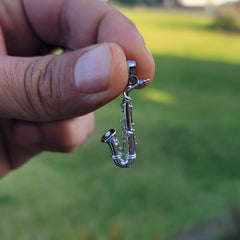 10K, 14K or 18K Gold 3D Saxophone Pendant