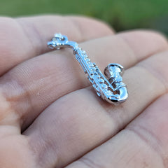 10K, 14K or 18K Gold 3D Saxophone Pendant