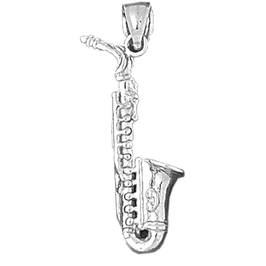 10K, 14K or 18K Gold 3D Saxophone Pendant