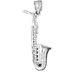 10K, 14K or 18K Gold 3D Saxophone Pendant