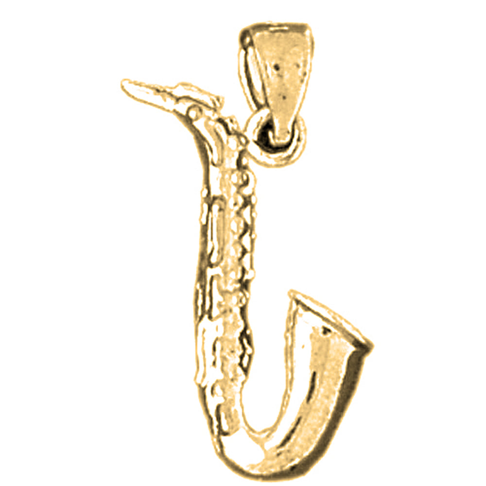 14K or 18K Gold 3D Saxophone Pendant