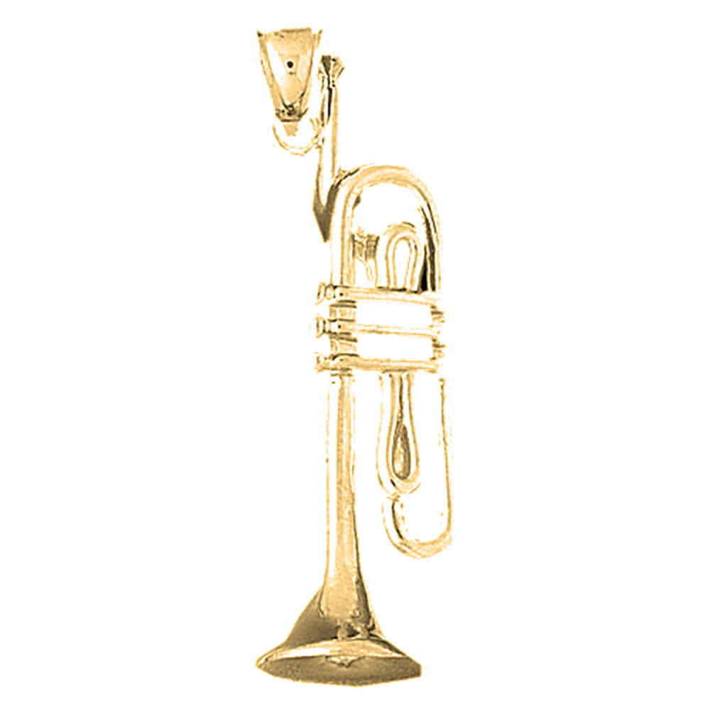 10K, 14K or 18K Gold 3D Trumpet Pendant
