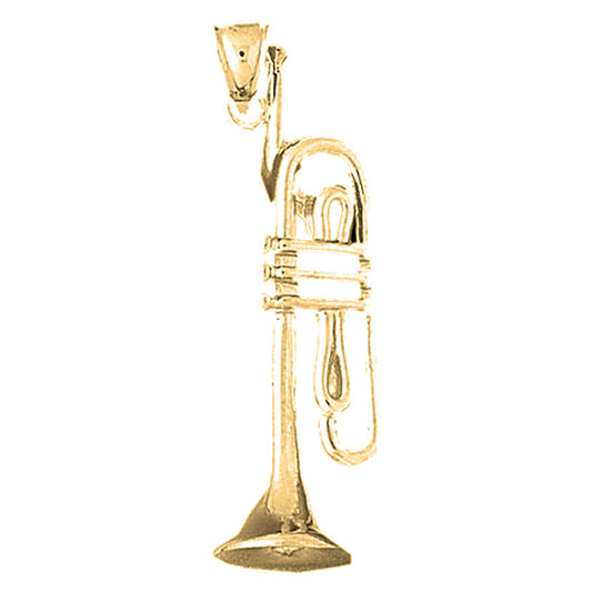 10K, 14K or 18K Gold 3D Trumpet Pendant