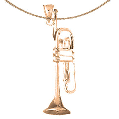 10K, 14K or 18K Gold 3D Trumpet Pendant