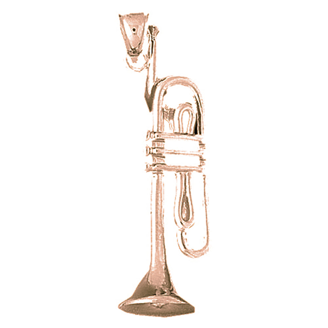 10K, 14K or 18K Gold 3D Trumpet Pendant