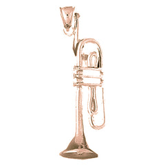10K, 14K or 18K Gold 3D Trumpet Pendant