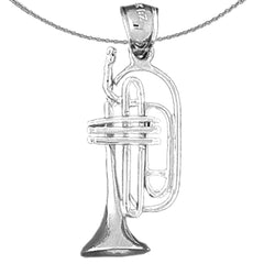 10K, 14K or 18K Gold 3D Trumpet Pendant
