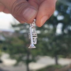 10K, 14K or 18K Gold 3D Trumpet Pendant