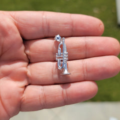 10K, 14K or 18K Gold 3D Trumpet Pendant