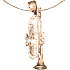 10K, 14K or 18K Gold 3D Trumpet Pendant