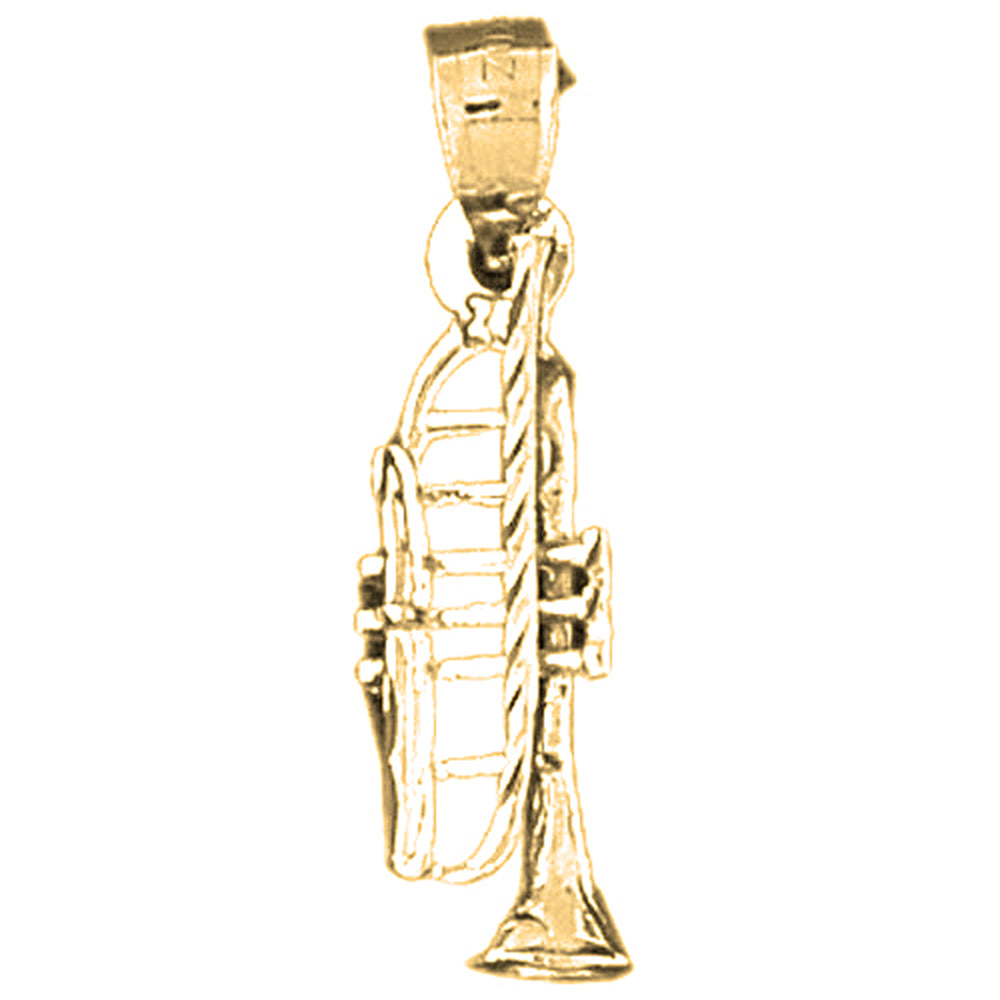 14K or 18K Gold 3D Trumpet Pendant
