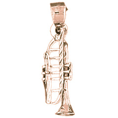 14K or 18K Gold 3D Trumpet Pendant