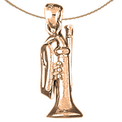 10K, 14K or 18K Gold 3D Trumpet Pendant