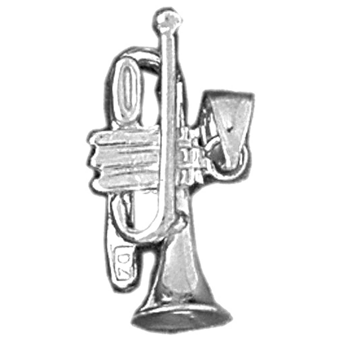 14K or 18K Gold 3D Trumpet Pendant