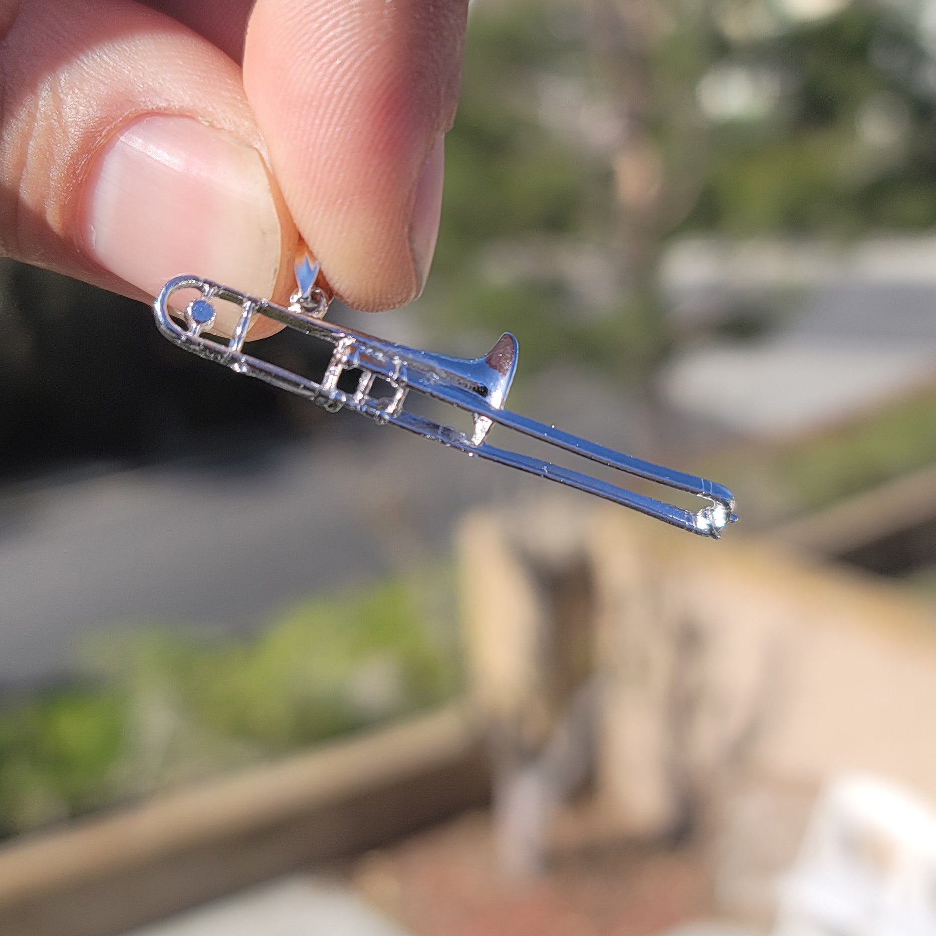 10K, 14K or 18K Gold Trombone Pendant