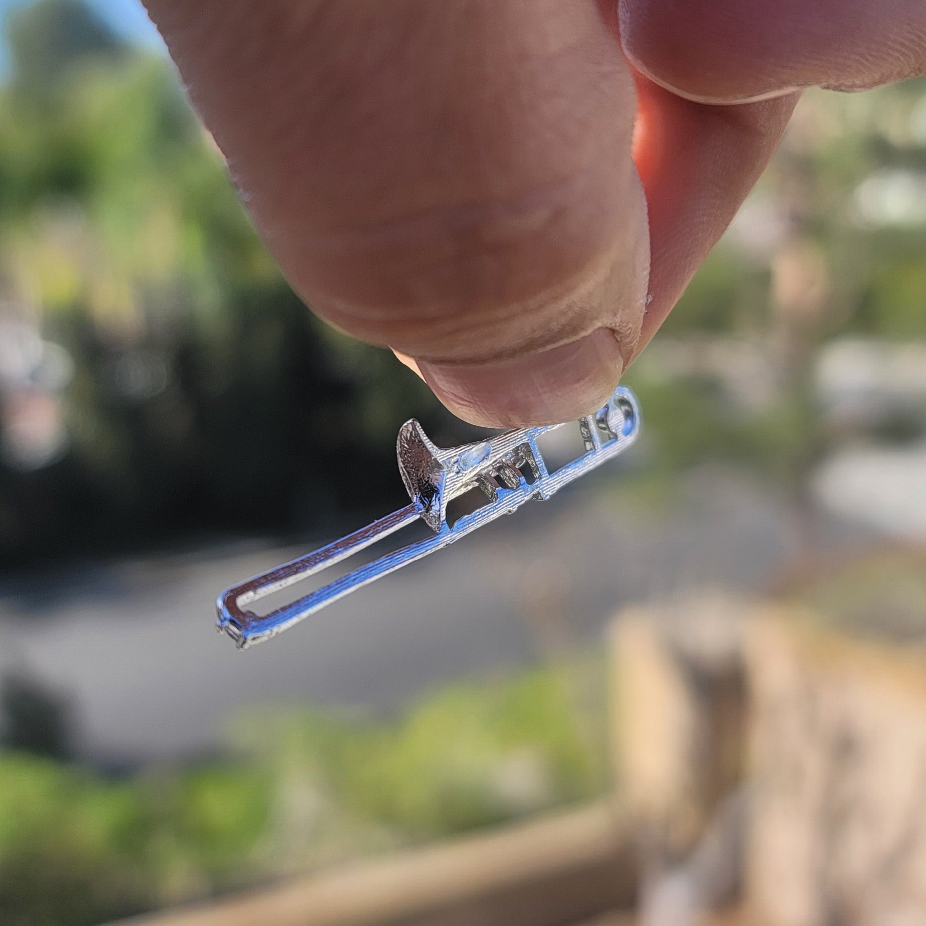 10K, 14K or 18K Gold Trombone Pendant