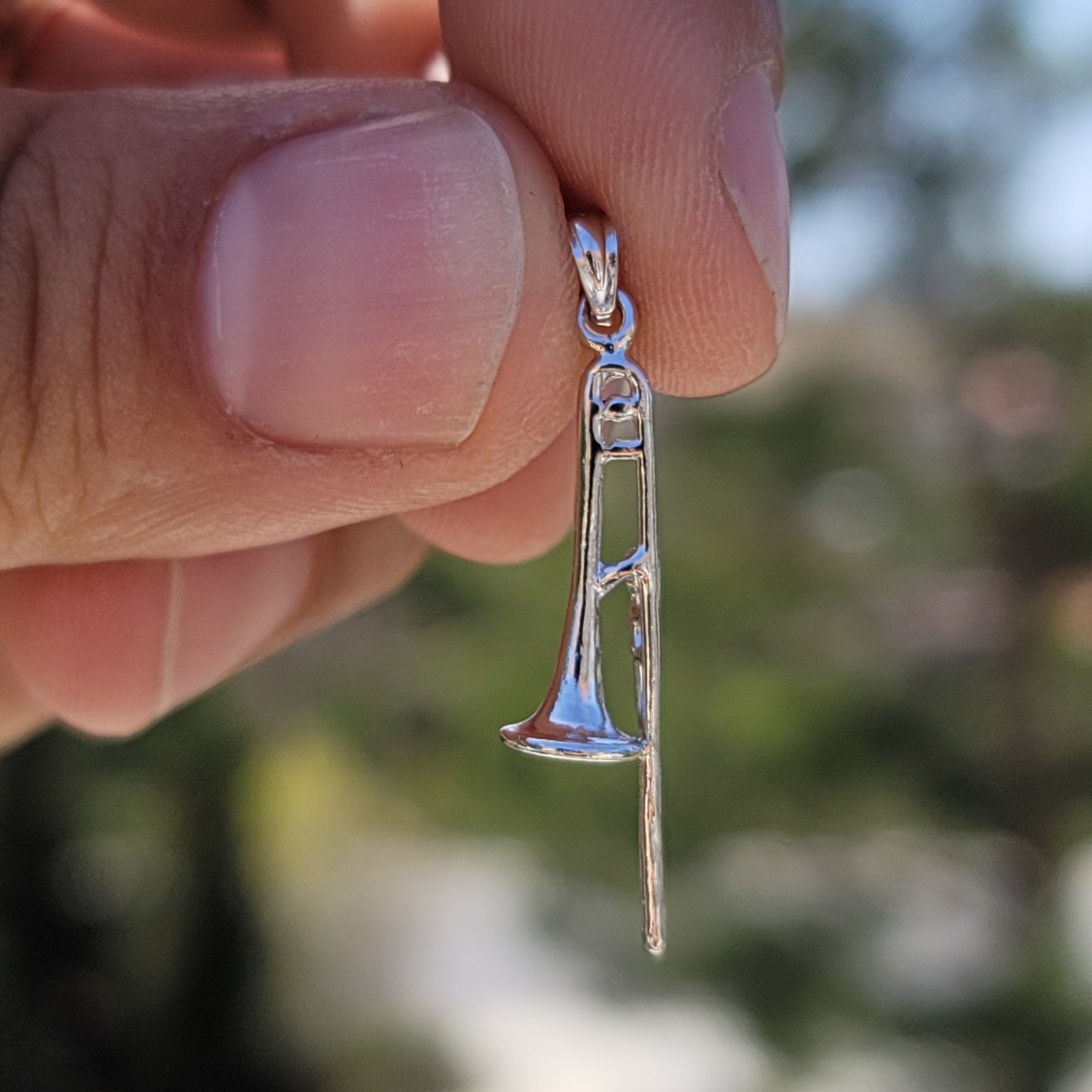 14K or 18K Gold 3D Trombone Pendant