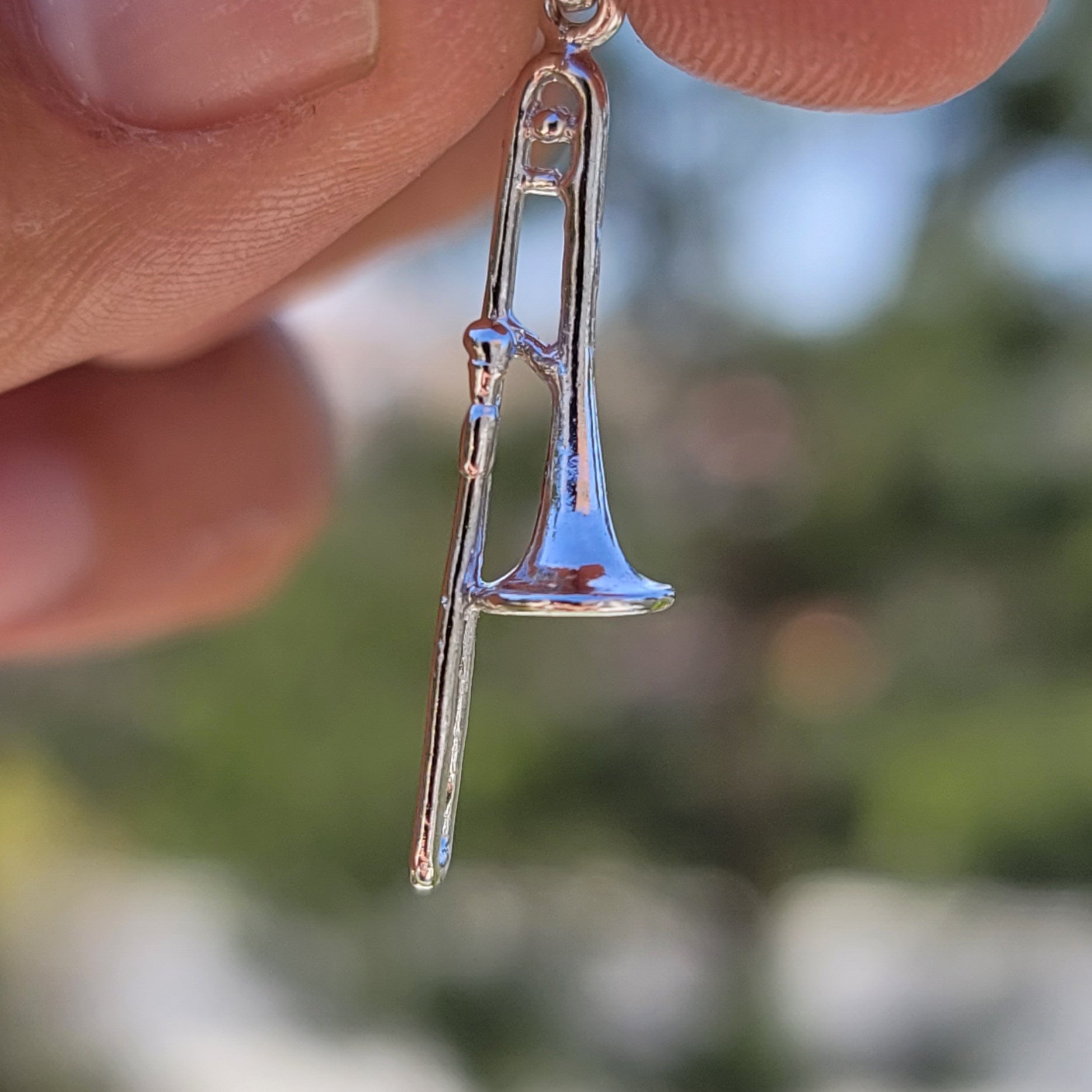 14K or 18K Gold 3D Trombone Pendant