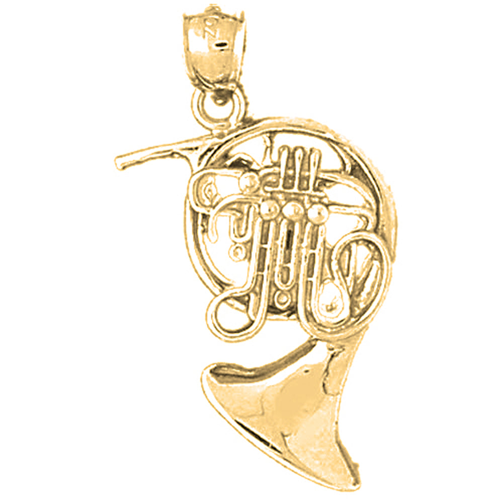 10K, 14K or 18K Gold French Horn Pendant