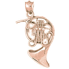 10K, 14K or 18K Gold French Horn Pendant