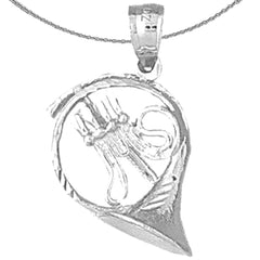 10K, 14K or 18K Gold 3D French Horn Pendant