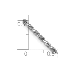 Cadena de cuerda con corte de diamante de 2 mm de oro blanco de 14 quilates