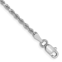 14K White Gold 2mm Diamond-cut Rope Chain