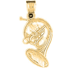 14K or 18K Gold French Horn Pendant