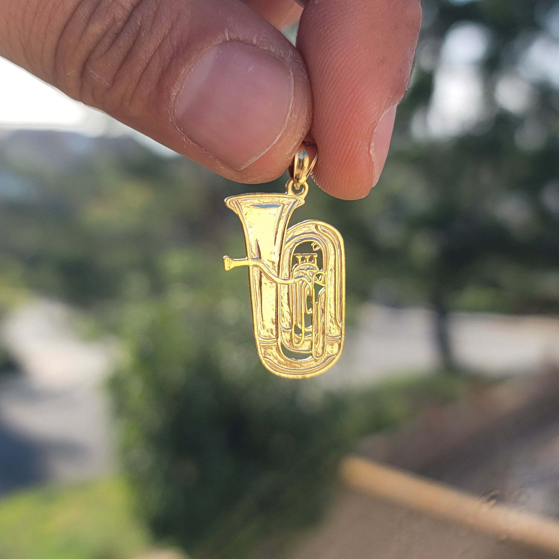 10K, 14K or 18K Gold Tuba Pendant