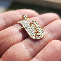 10K, 14K or 18K Gold Tuba Pendant