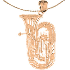 10K, 14K or 18K Gold Tuba Pendant