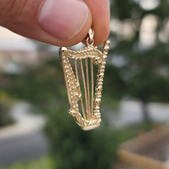 10K, 14K or 18K Gold Harp Pendant