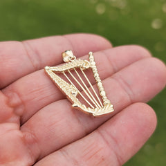 10K, 14K or 18K Gold Harp Pendant