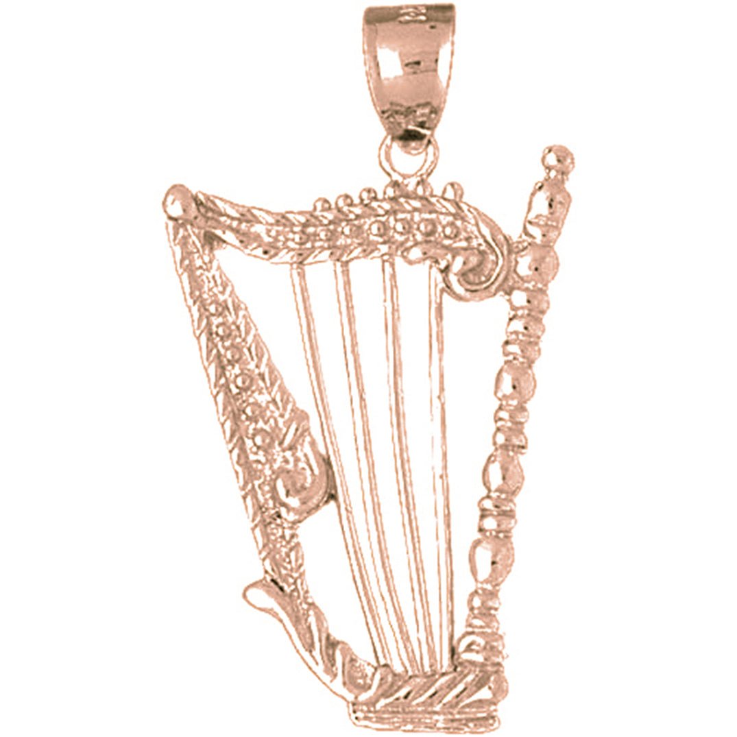 10K, 14K or 18K Gold Harp Pendant