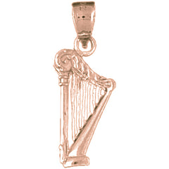 14K or 18K Gold Harp Pendant