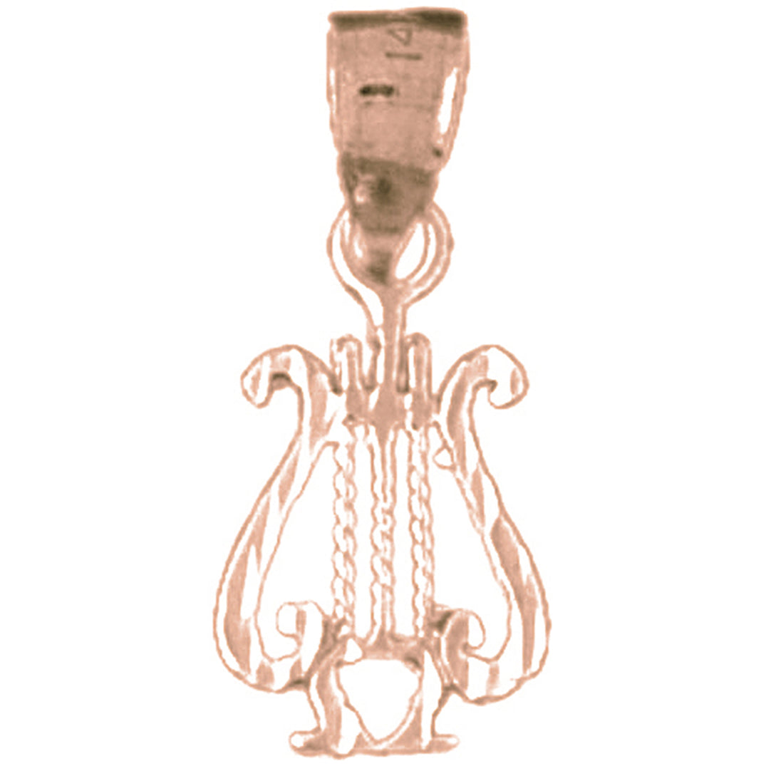 14K or 18K Gold Harp Pendant