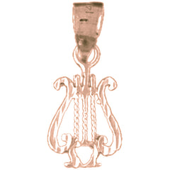 14K or 18K Gold Harp Pendant