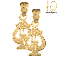 14K or 18K Gold Harp Earrings