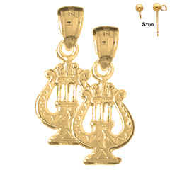 14K or 18K Gold Harp Earrings