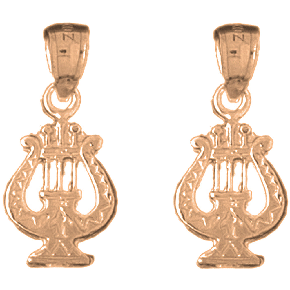 14K or 18K Gold 22mm Harp Earrings