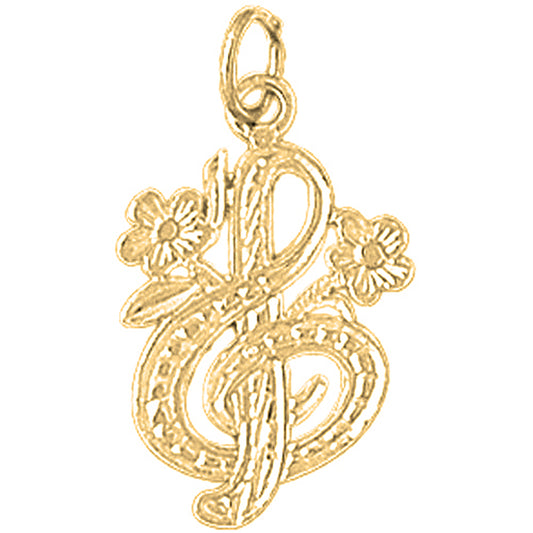 14K or 18K Gold Treble Clef Pendant